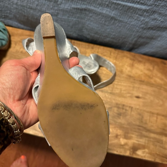 Michael Kors silver wedge ankle tie sandals - Picture 8 of 8